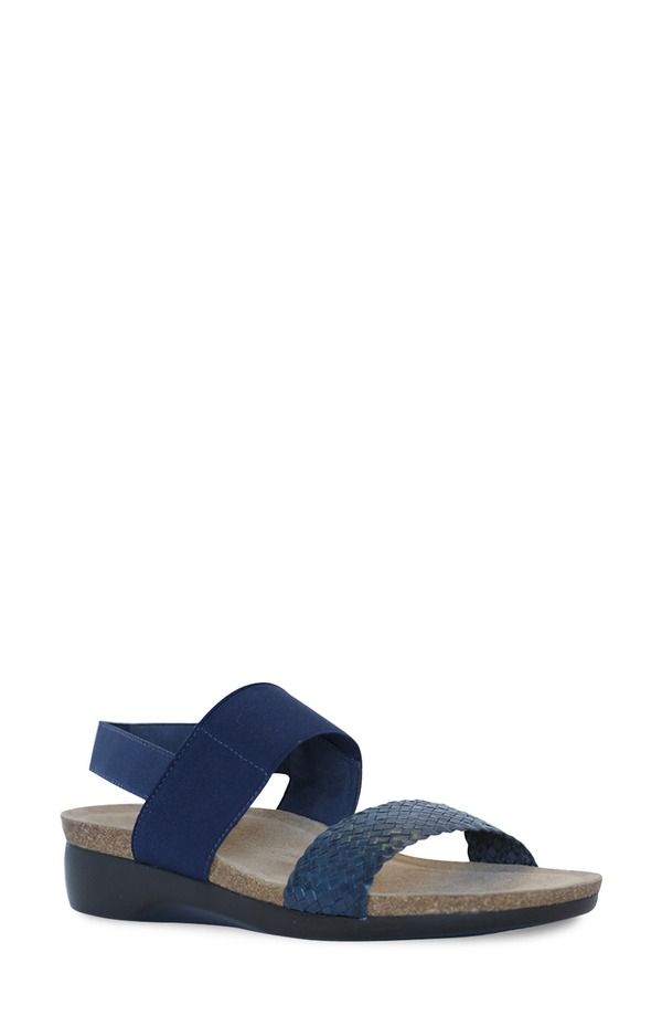 ムンロー レディース シューズ ヒール サンダル Munro Piscesandal Navy Woven Leather ネイビー