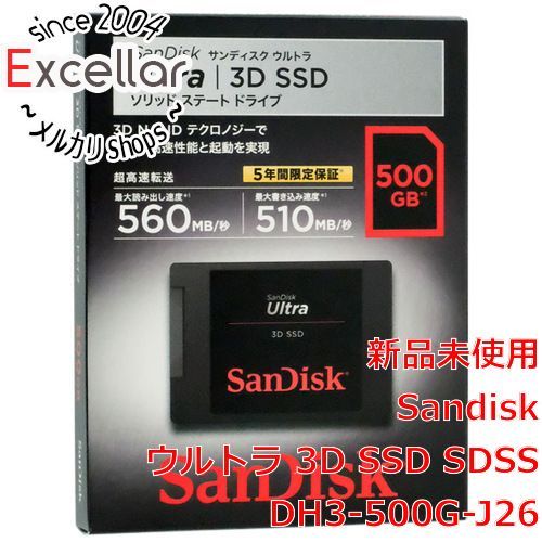[bn:3] 【新品(開封のみ)】 SANDISK　Ultra 3D SSD 500GB　SDSSDH3-500G-J26