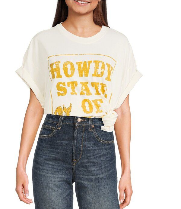 アリアト レディース トップス シャツ クルーネック Ariat Howdy State of Mind Western Crew Neck Short Sleeve TShirt Vanilla I