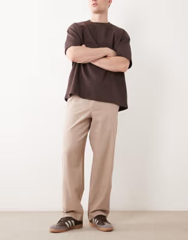 エイソス メンズ ボトムス カジュアルパンツ ASOS DESIGN loose straight pants BEIGE ベージュ