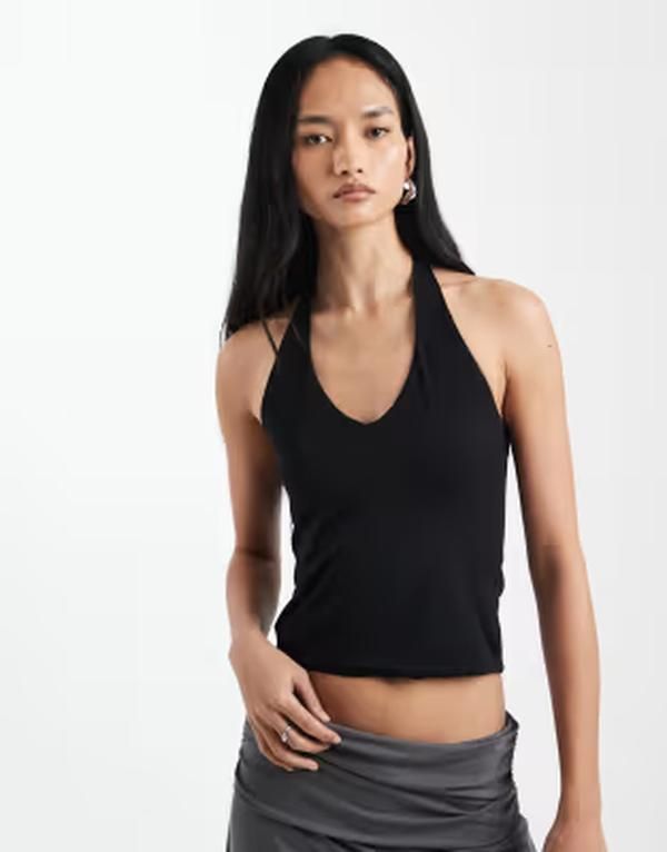コットンオン レディース トップス Tシャツ Vネック ホルター Cotton All Day Vneck halter Black ブラック