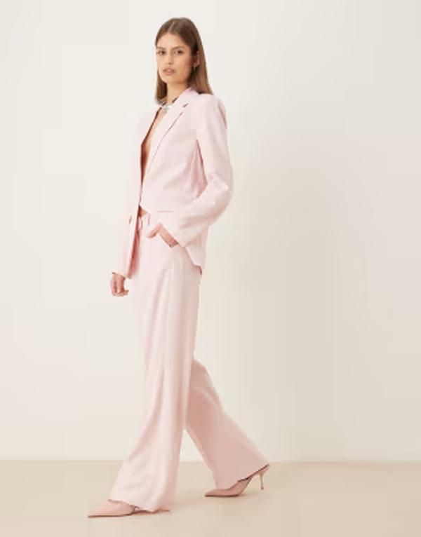 ヴィラ レディース ボトムス カジュアルパンツ VILA high rise tailored pants in cherry blossom pink part of a set Cherry Bl