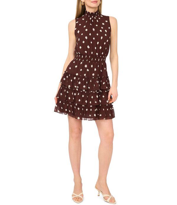 ワンステート レディース トップス ワンピース A ライン ミニ ノースリーブ ホルター 1 STATE Woven Dotted Halter Neck Sleeveless Mini ALine