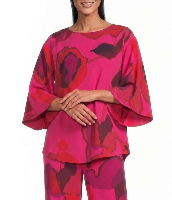 キャロライン ローズ レディース トップス シャツ クレープ フラワー柄 プリント フラワー Caroline Rose Copabstract Floral Print Matte Crepe Sc