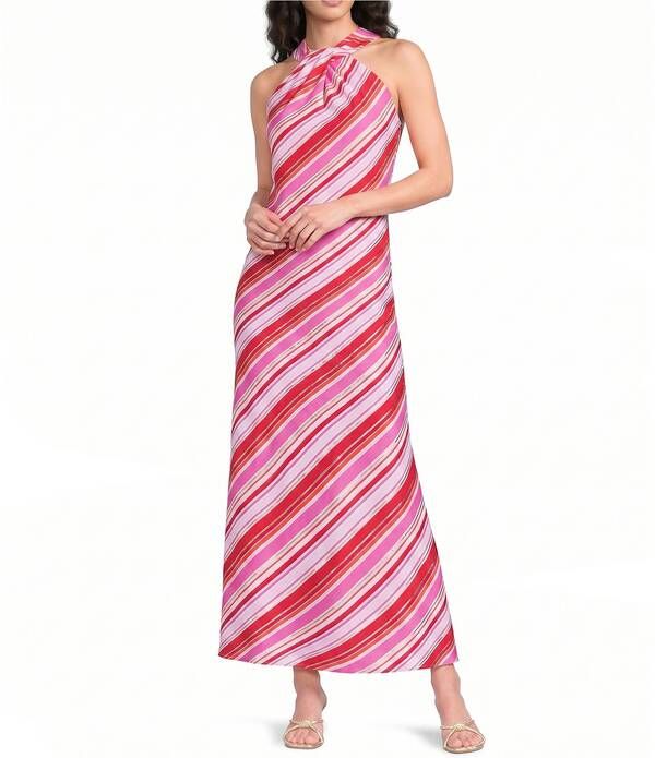 ジュードコーナリー レディース トップス ワンピース プリント ノースリーブ マキシ ホルター Jude Connally Bernadette Umbrella Stripe Print Higha