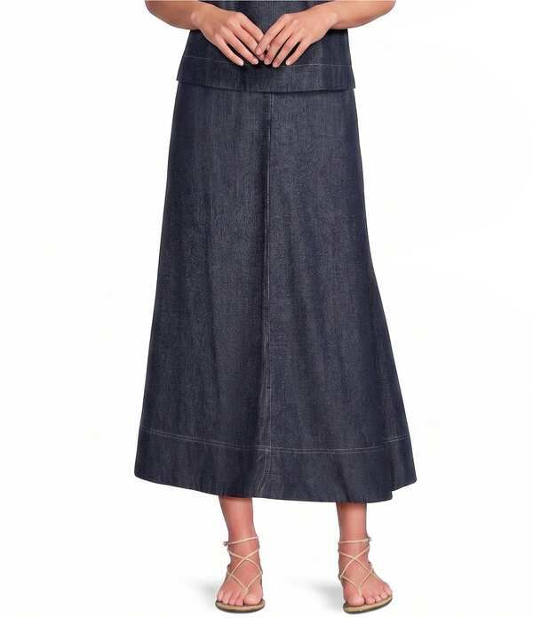 エイリーンフィッシャー レディース ボトムスカート プチ デニム Eileen Fisher Petite Lightweight Denim Full Skirt Dark Indigo インディゴ