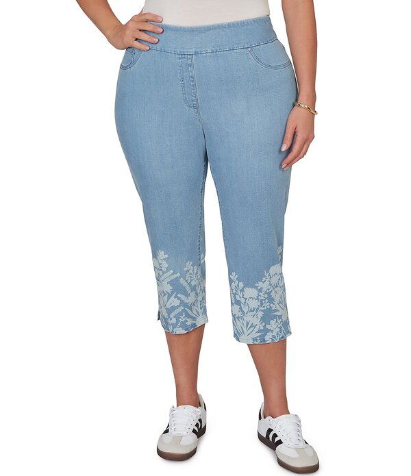 ルビーアールディー レディース ボトムス デニムパンツ プラスサイズ プリント ジーンズ Ruby Rd Plusize Tencel Relaxed Printed Hem PullOn Jeans