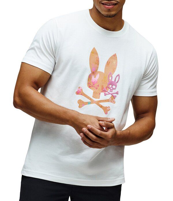 サイコバニー メンズ トップス シャツ グラフィック Psycho Bunny Van Graphic Short Sleeve TShirt White ホワイト