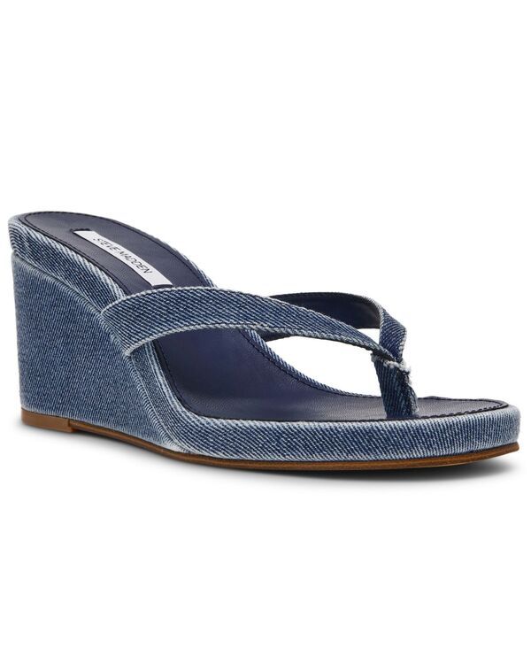 スティーブ マデン レディース シューズ サンダル Steve Madden Womens Playing Wedge Thong Sandals Denim デニム