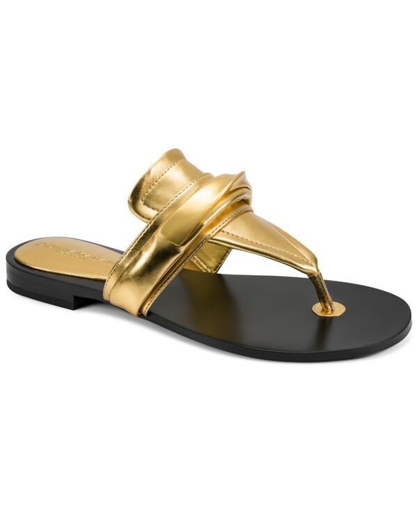 ダナ キャラン ニューヨーク レディース シューズ サンダル ベルベット Donna Karanew York Womens Velvethong Flat Sandals Gold ゴールド