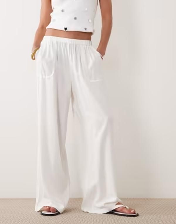 マンゴ レディース ボトムス カジュアルパンツ Tシャツ Mango Teen straight pants WHITE ホワイト