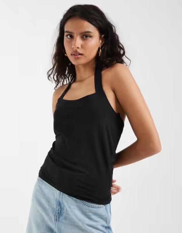 ヴェロモーダ レディース トップス ベスト ジャージー ホルター Vero Moda smooth jersey halter neck top Black ブラック