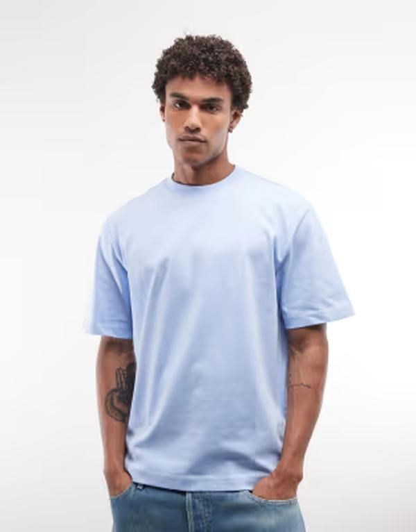ウィークデイ メンズ トップス Tシャツ リラックスフィット Weekday relaxed fitshirt in light Washed light blue ブルー