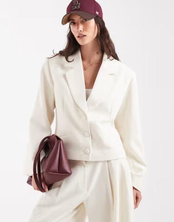 エイソス レディース アウター ジャケット・ブルゾン ブレザー ASOS DESIGN tailored oversized boxy blazer Ivory アイボリー