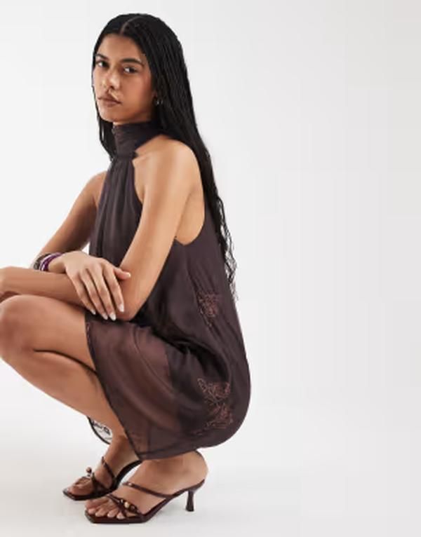 リクレイム ヴィンテージ レディース トップス ワンピース ミニ ホルター Reclaimed Vintage Limitedition halter neck mini dress with bea
