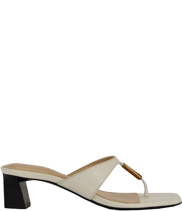ゲス レディース シューズ ヒール サンダル レザー Guess Yaiza Leather Square Toe Thong Sandals White ホワイト