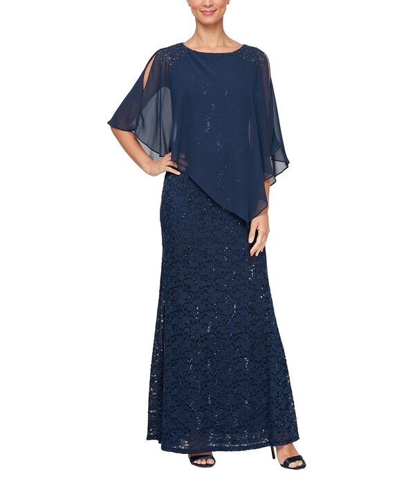 イグナイト レディース トップス ワンピース プチ オーバーレイ スパンコール レース Ignitevenings Petite Size 34 Sleeve Round Neck Sequin La