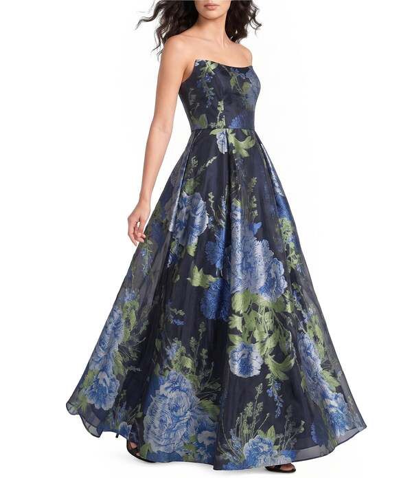 ケイ アンジャー レディース トップス ワンピース A ライン フラワー柄 トール フラワー Kay Unger Willow Floral Metallic Organza Curved Stapl