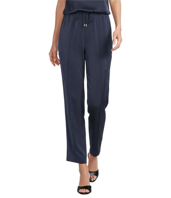 スカイズアブルー レディース ボトムス カジュアルパンツ カーゴパンツ Skies Are Blue Pintuck Drawstring Coordinating Cargo Pants Navy