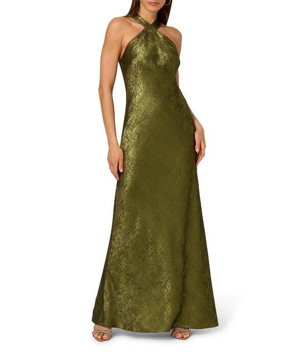 アドリアナ パペル レディース トップス ワンピース ノースリーブ ホルター Adrianna Papell Foiled Woven Halter Neck Sleeveless Back Neck