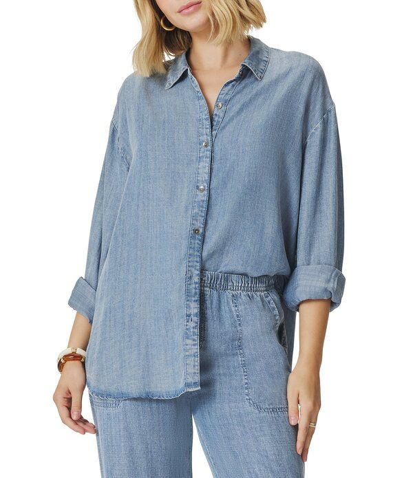 スプレンディット レディース トップス シャツ Splendid Collared Long Sleeve Button Up Shirt Indigo インディゴ
