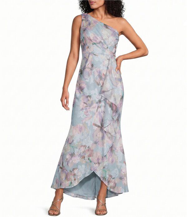 アレックスイブニングス レディース トップス ワンピース シフォン フラワー柄 プチ プリント フラワー Alex Evenings Petite Size One Shoulder Floral P