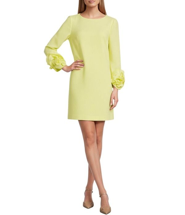 プレストンアンドヨーク レディース トップス ワンピース クレープ フリル Preston York Valentine Long Sleeve Ruffle Crepe Dress Zest 14,230円
