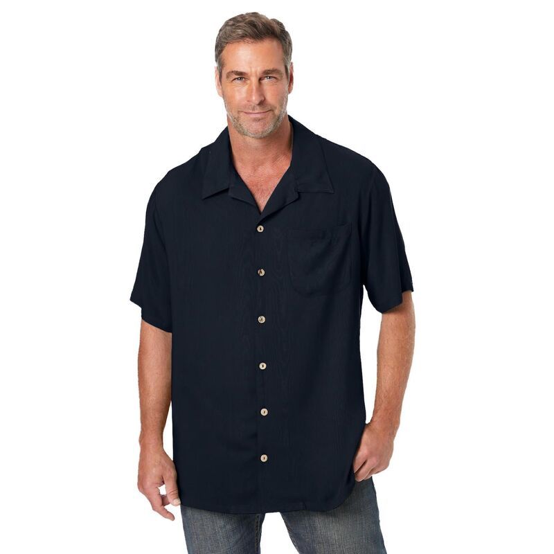 キングサイズ レディース トップス Tシャツ トール KingSize Mens Big Tall Solid Camp Shirt Black ブラック