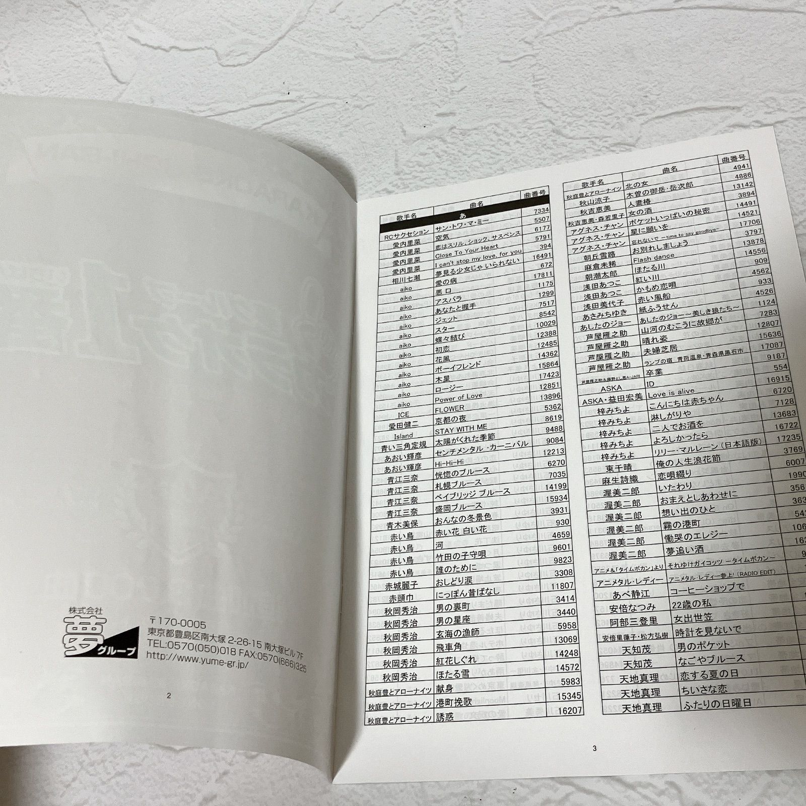 夢グループ カラオケ1番 追加曲 Aリスト Bリスト 2冊セット 美品