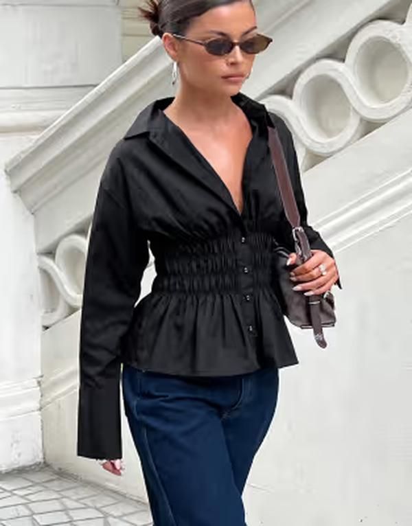 プリンセスポリー レディース トップス シャツ Princess Polly As You Are shir red waist button up shirt Black ブラック