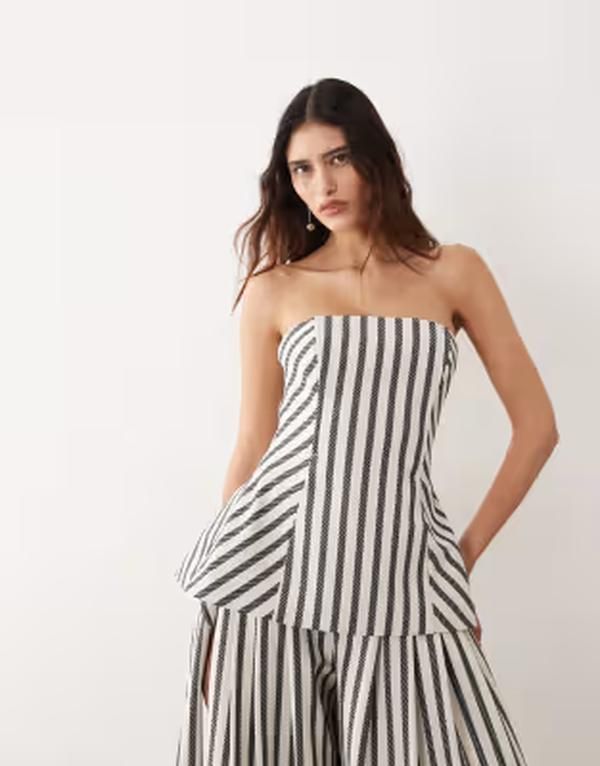 アレンジ レディース トップス シャツ ARRANGE bandeau top in stripes part of a set Mono stripe ストライプ