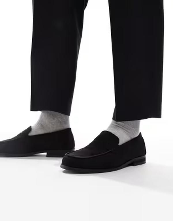 セクウェル メンズ シューズ スリッポン・ローファー ギャザー スエード SEQWL Hero ruchedetailing loafers faux suede Black micro ブラック