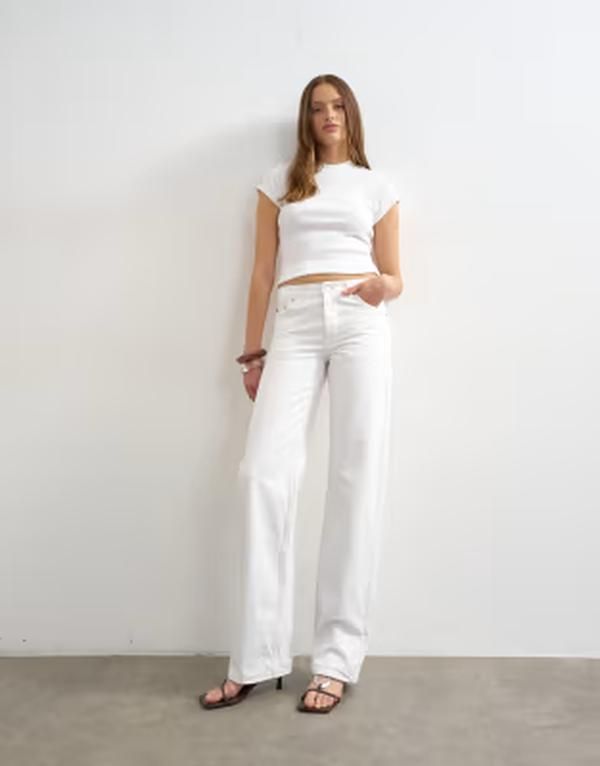 トップショップ レディース ボトムス デニムパンツ ローライズ ジーンズ Topshop Tall Ember low rise straight jeans WHITE ホワイト