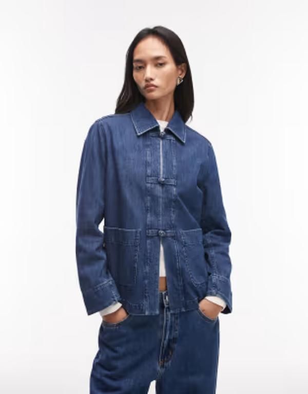 アルケット レディース トップス シャツ デニム ARKET clean utility denim overshirt in dark blue wash BLUE ブルー