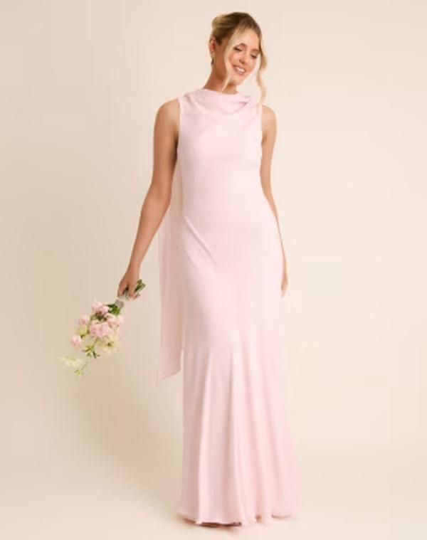 シックスストーリーズ レディース トップス ワンピース クレープ マキシ Six Stories Bridesmaid crepe high cowl neck maxi dress in light