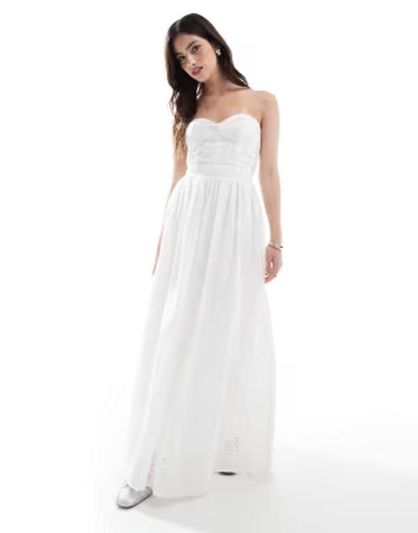 ザ・フロリック レディース トップス ワンピース マキシ The Frolic exclusiveyelet sweetheart bandeau tie back bow detail maxi d