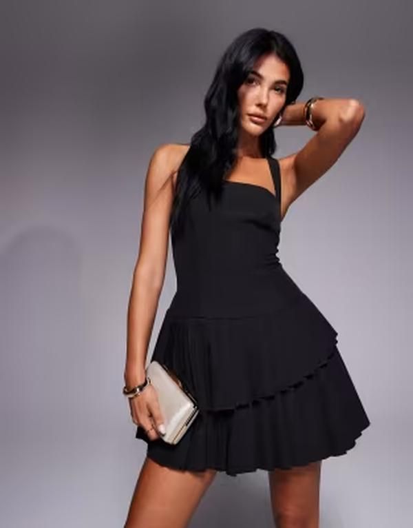 カイア レディース トップス ワンピース ティアード アシンメトリー フリル ミニ ホルター Kaiia exclusive tailo red halter neck asymmetric ruff