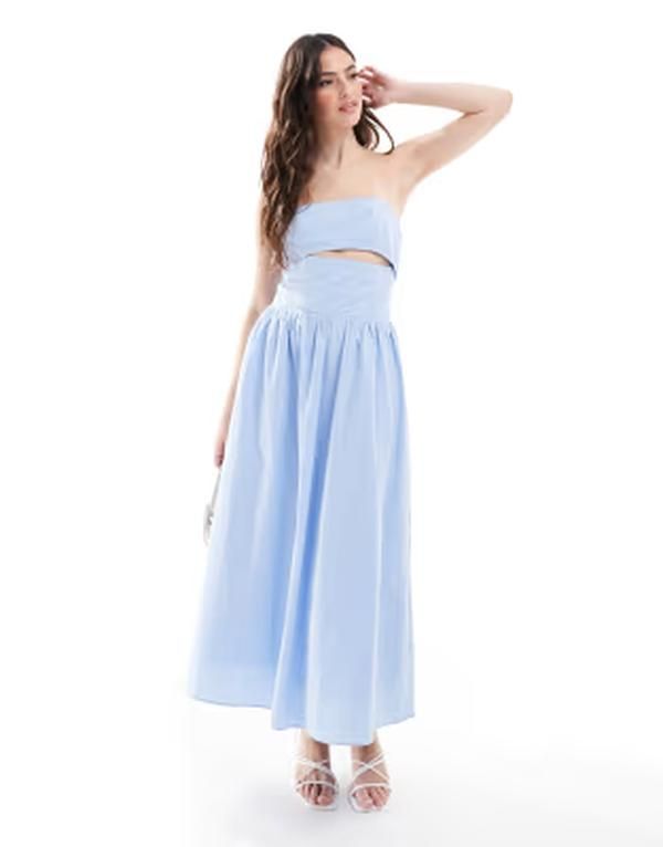 ザ・フロリック レディース トップス ワンピース カットアウト マキシ The Frolic exclusive poplin bandeau cut outie back detail maxi d