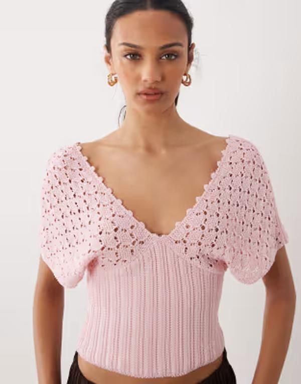 エイソス レディース トップス Tシャツ ニット ASOS DESIGN knit plunge cinch topink ピンク