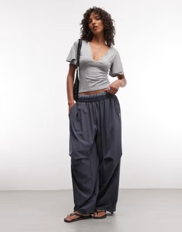 コルージョン レディース トップス シャツ Vネック COLLUSION deep v neck batwing top heather Gray Heather グレー