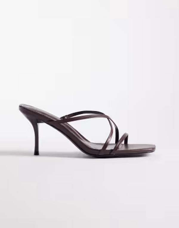 シミー ワイドフィット レディース シューズ サンダル ヒール Simmi Wide Fit Simmi London Wide Fit Eleanor strappy heeled mule san