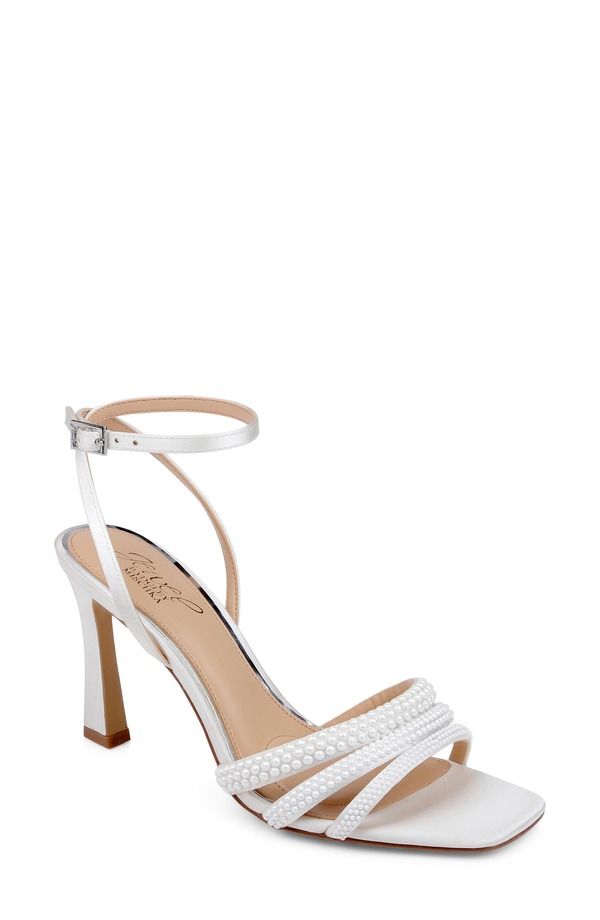 ジュウェルダグレイミシュカ レディース シューズ サンダル アンクル Jewel Badgley Mischka Zimal Ankle Strap Sandal Ivory Satin アイボリー