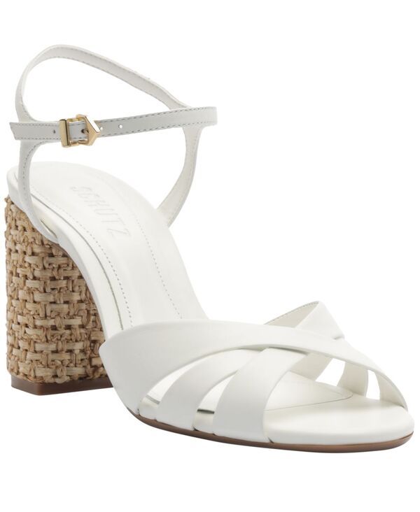 シュッツ レディース シューズ サンダル Schutz Womens Keefa Raffia High Block Dressandals White ホワイト