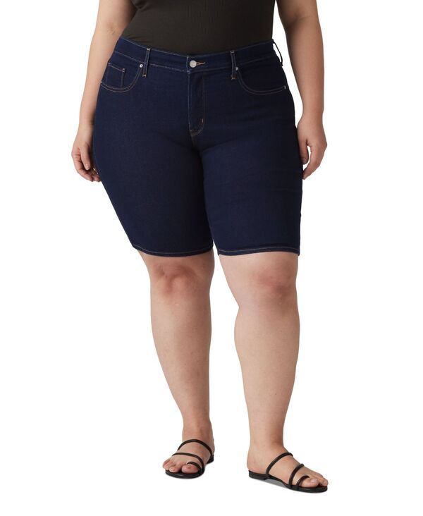 リーバイス レディース ボトムス ハーフパンツ・ショーツ ショートパンツ Levis Womens MidRise Shaping Bermuda Shorts Darkest Sky