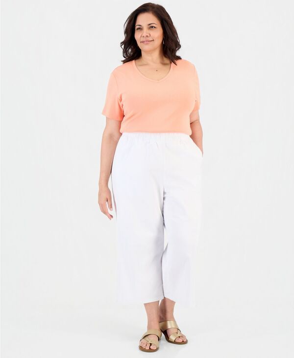 スタイルアンドコー レディース ボトムス カジュアルパンツ キャップ Style Co Womens PullOn WideLeg Capri Pants Bright White ホワイト