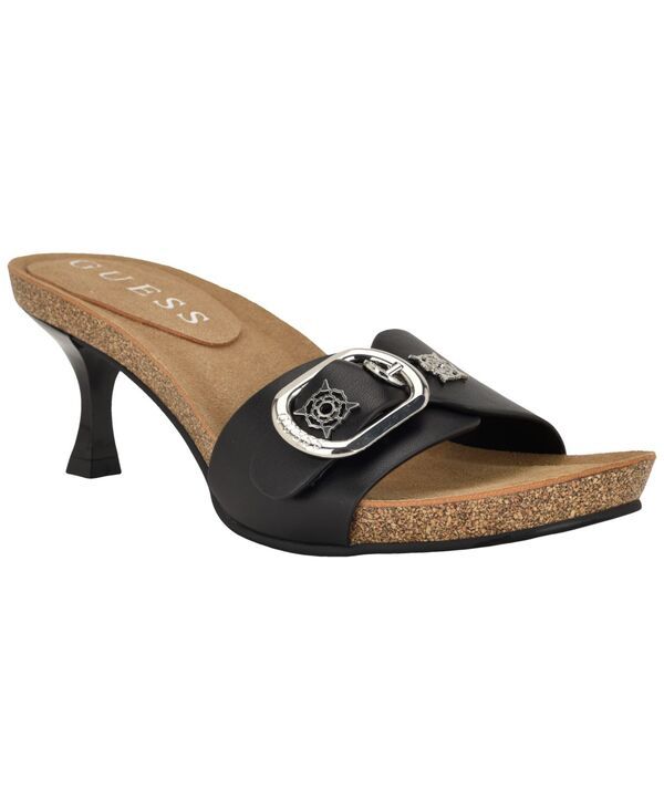 ゲス レディース シューズ スリッポン・ローファー サンダル ヒール GUESS Womens Dexta Ornamented SlipOn Kitten Heel Sandals Black ブラ