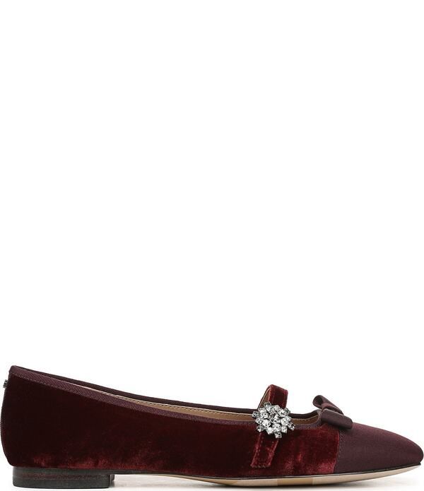 サムエデルマン レディース シューズ パンプス ベルベット キャップ Sam Edelman Madi Velvet Jewel Ornament Cap Toe Mary Jane Flats De