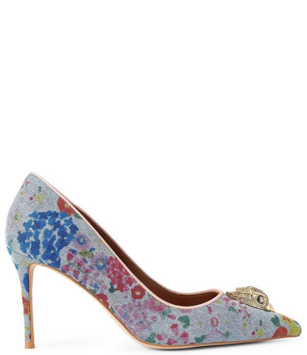 カートジェイガーロンドン レディース シューズ ヒール フラワー柄 デニム フラワー Kurt Geiger London Belgravia Denim Floral Eagle Court Pum