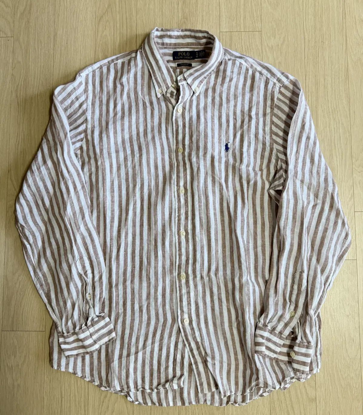 ポロラルフローレン 長袖 リネン シャツ ストライプ XL サイズ