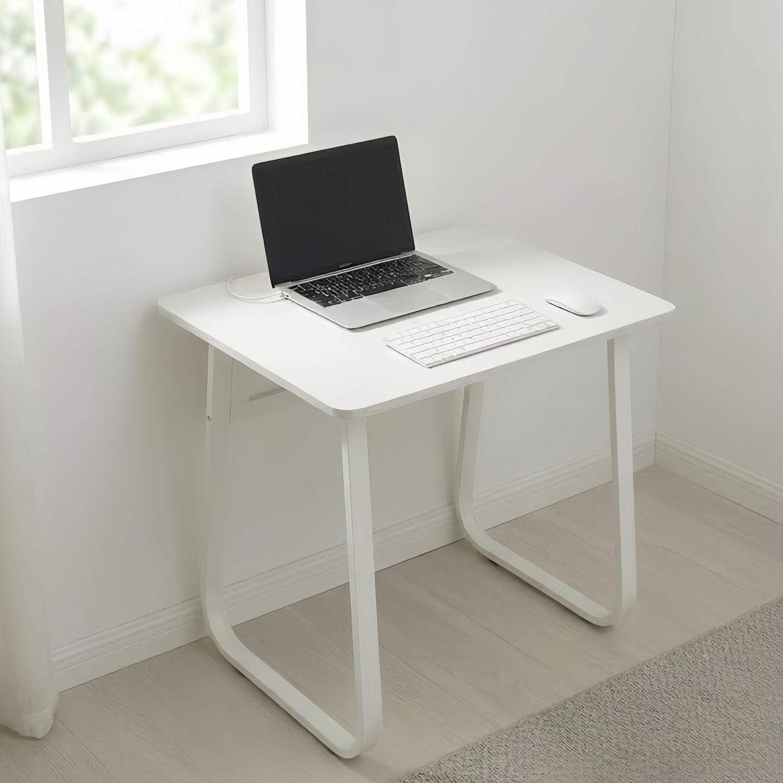 パソコンデスク 幅60×奥行50cm 木目調 シンプル PC作業台 学習机 在宅ワーク 省スペース ホワイトｍａ